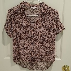 Pink leopard print blouse